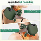 Ultimate Relief: Heated Human-Touch Deep-Kneading Neck MassagerRechargeable Neck and Shoulder Massager with Heat - 4D Bionic Kneading Massage Pillow for Cervical Pain Relief - Cordless Deep Tissue